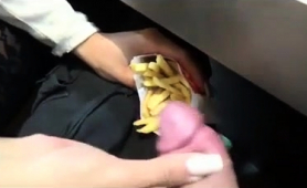 Kinky Ho Makes Bf Cum Into Her Fries Right At The Restaurant